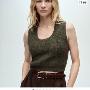 Mango Olive Green Knit Sleeveless Top NWT M